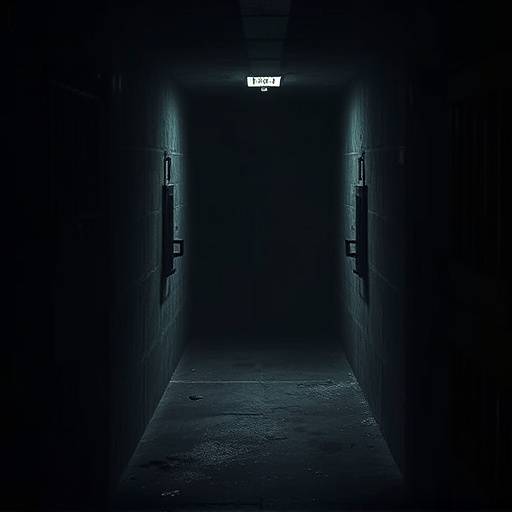 Interior oscuro de una celda penitenciaria